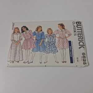 Vintage 1988 Butterick 6625 Girls Dress Sewing Pattern 12-14‎ Puffy Cottagecore